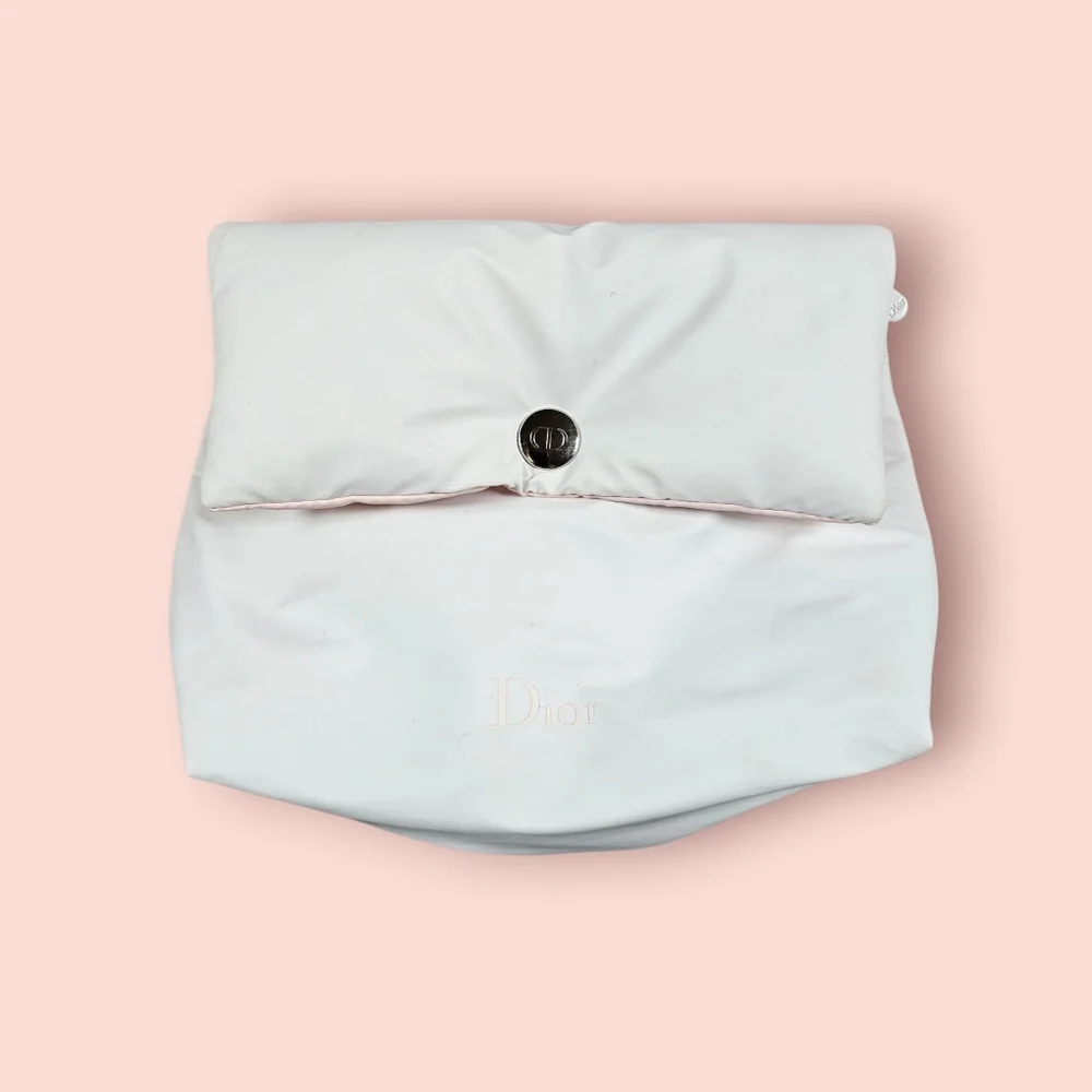 Dior White Pale Pink‎ Puff Cocmetic Bag Pouch